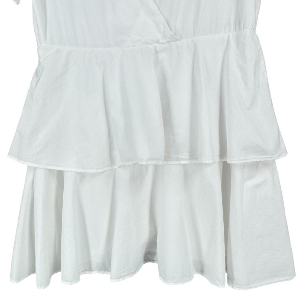 Anthropologie Mini Dress Womens SM White Tiered‎ Flowy Ruffle V Neck Summer Sun - Picture 5 of 11